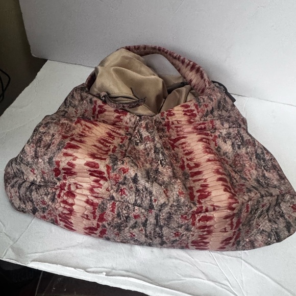 Stuart Weitzman VintageY2K Snake Embossed Leather Hobo Shoulder Bag Animal Print - Picture 5 of 16